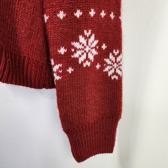 Ruby Moon Sweater Womens Size Large Wool Blend Pullover Red Snowflake Heart Knit - Picture 6 of 8